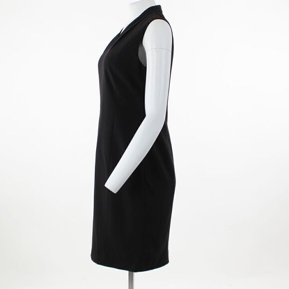 T Tahari Tonya Pleated Sleeveless V Neck Sheath Dress - Picture 4 of 5